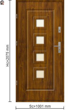 StalProdukt Drzwi Zewnętrzne Stalowe 55 mm grubości T20SO Reflex/Witraż Złoty Dąb