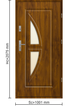 StalProdukt Drzwi Zewnętrzne Stalowe 55 mm grubości Wzór  T20R Złoty Dąb