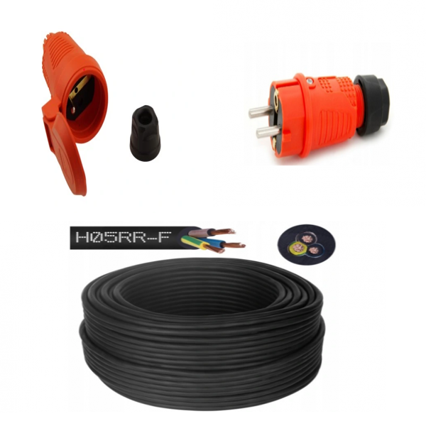 PRZEDŁUŻACZ BUDOWLANY 25M 230V H05RR‑F (OW) 3x2,5 żo 300/500V