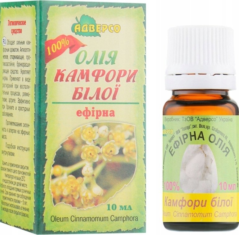 Olejek Kamforowy Biały, 100% Naturalny, 10 ml Adverso