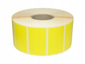 Etykieta polipropylenowa na roli 70x32mm (1000szt) żółta BULK gilza 40mm