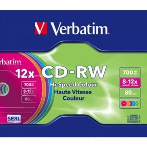 Płyta CD-RW 700MB VERBATIM slim kolor 12x 43167