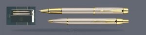 Komplet pióro kulkowe + długopis IM brush metal GT PARKER 2093217