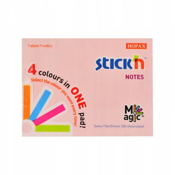 Bloczek STICK&quot;N MAGIC PAD 76x101mm pastele mix kolorów 21575