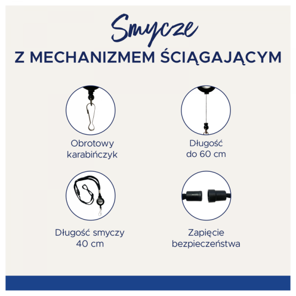 Smycz z mechanizmem ściągającym 8x400mm + 600 mm 10 sztuk) czarna 4830 AVERY