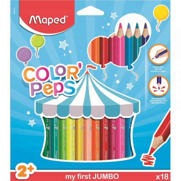 Kredki trójkątne MAPED COLORPEPS JUMBO 18kolorów 834012