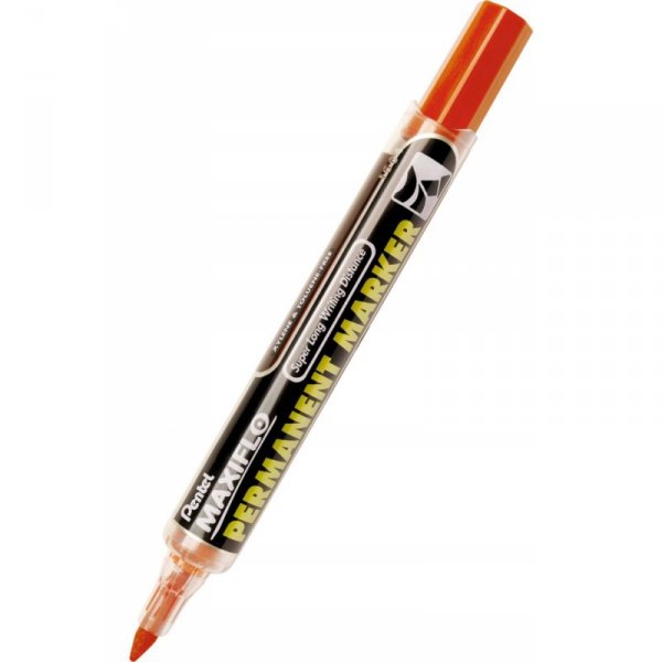 Marker permanentny NLF60 czerwony ścięty z tłoczkiem płynny tusz PENTEL