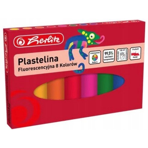 Plastelina szkolna fluorescencyjna Zestaw 8 kolorów 9588997 HERLITZ