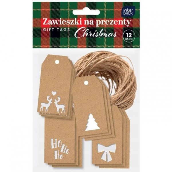 Zawieszki na prezenty kraft wycięcie CHRISTMAS INTERDRUK
