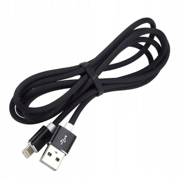 Kabel USB -&gt; Lightning 1,5m 2,4A silikonowy czarny EVERACTIVE (CBS-1.5IB)