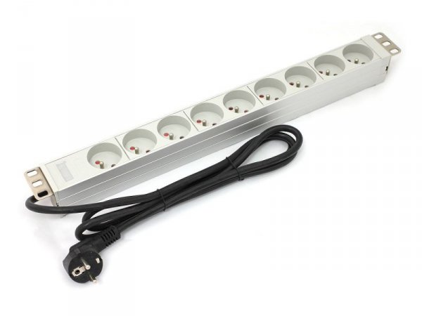 Digitus Listwa zasilająca PDU 19&quot; RACK 9xTyp E, 1.8m 1xSchuko, 16A, aluminiowa