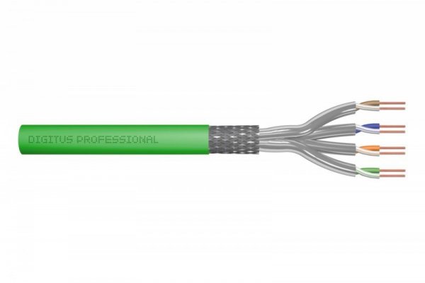 Digitus Kabel teleinformatyczny instalacyjny kat.8.2, S/FTP, Dca, AWG 22/1, LSOH, 100m, Zielony