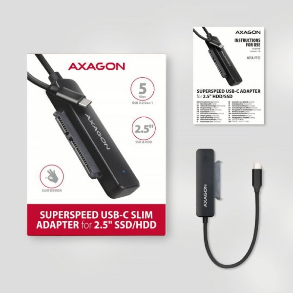 AXAGON ADSA-FP2C Adapter USB-C 5Gbps SATA 6G 2.5&quot; HDD/SSD FASTPort2
