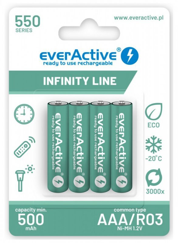 everActive Akumulatory R03/AAA 550 mAH blister 4 szt. Infinity Line technologia ready to use
