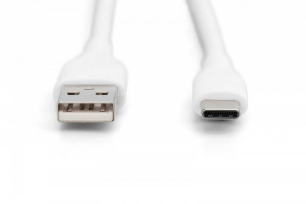 Digitus Kabel połączeniowy silikonowy USB-A - USB-C, USB 2.0 60W, 1m Biały