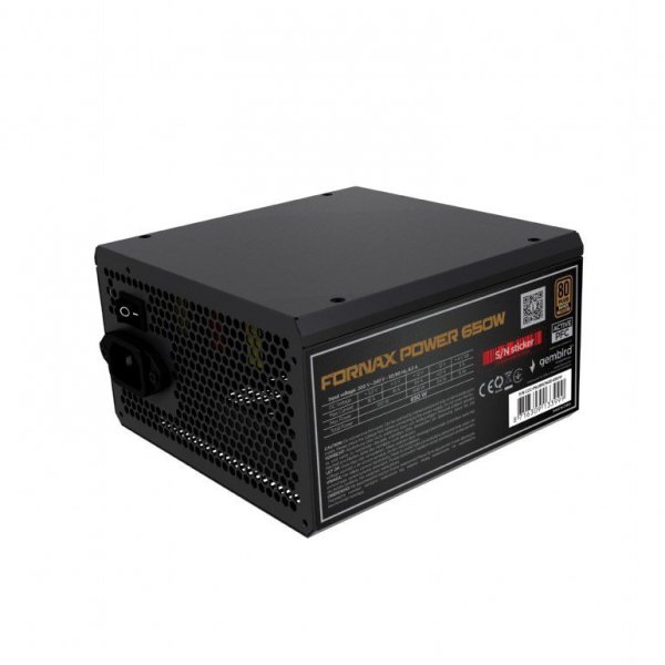 Gembird Zasilacz komputerowy Fornax Power 650W 80+Bronze aktywny PFC 120mm wentylator 10-pak