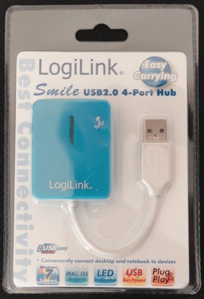 LogiLink HUB USB 2.0 4-portowy &#039;Smile&#039; - niebieski