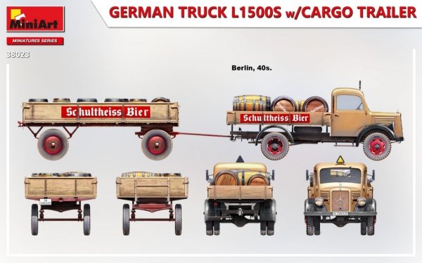 Mini Art 38023 German Truck L1500S w/Cargo Trailer 1/35