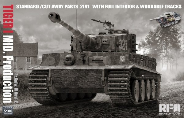 RFM-5100 1/35 Tiger I Mid Production 2 in 1 w/Cutaway Parts &amp; Full Interior