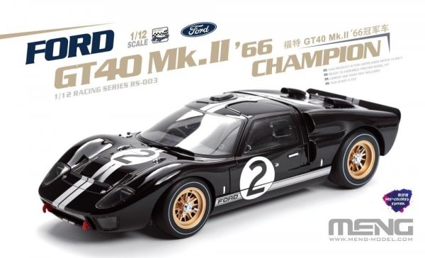 Meng RS-003 Ford GT40 Mk.II '66 Champion Pre-Colored Edition 1/12