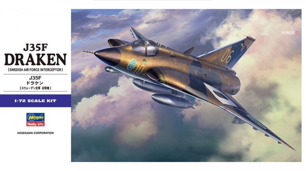 Hasegawa E48-01578 J35F Draken (Swedish Airforce Interceptor) 1/72