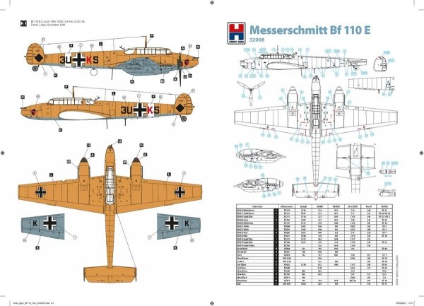 Hobby 2000 32008 Messerschmitt Bf110 E 1/32