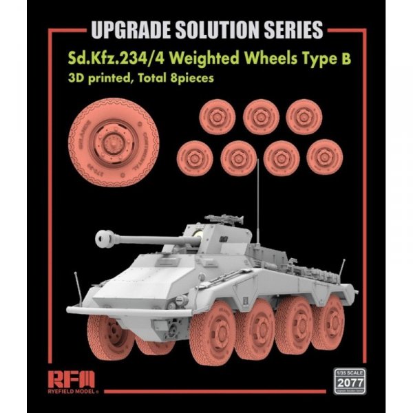 RFM 2077 Sd.Kfz.234/4 3D Printed Wheels Type B (8 pcs) 1/35