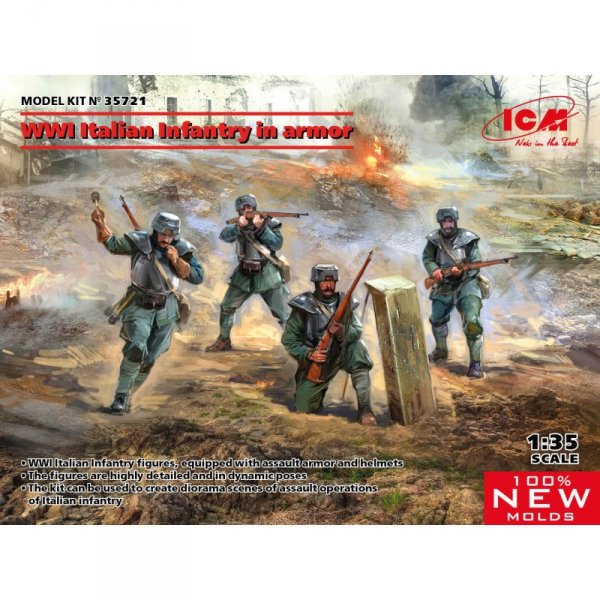 ICM 35721 WWI Italian Infantry in armor (100% new molds) 1/35