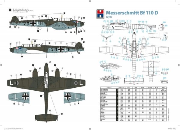 Hobby 2000 32007 Messerschmitt Bf110 D 1/32