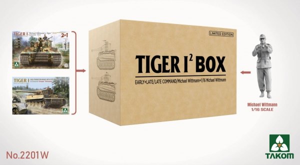 Takom 2201W Tiger I 2 BOX Early + Late / Late Command / Michael Wittmann + 1 / 1/16 Michael Wittmann Limited Edition 1/35