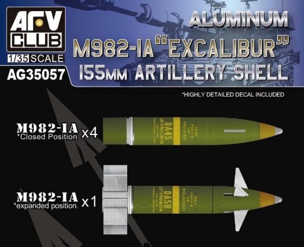 AFV Club AG35057 Aluminum M982-1A &quot;Excalibur&quot; 155 mm Artillery Shell 1/35