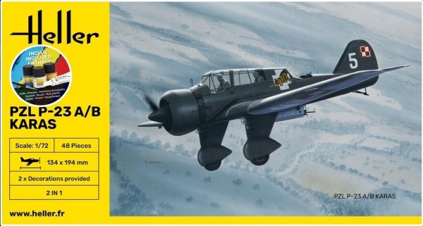 Heller 56247 Starter Kit - PZL P-23 A/B Karaś 1/72