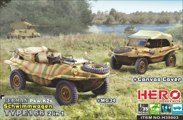 Hero Hobby Kits 35003 German Pkw.K2s Schwimmwagen Type 166 2 in 1 1/35