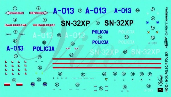 Big Model Vinci 48003 Kalkomania W3W Sokół Policja 1/48