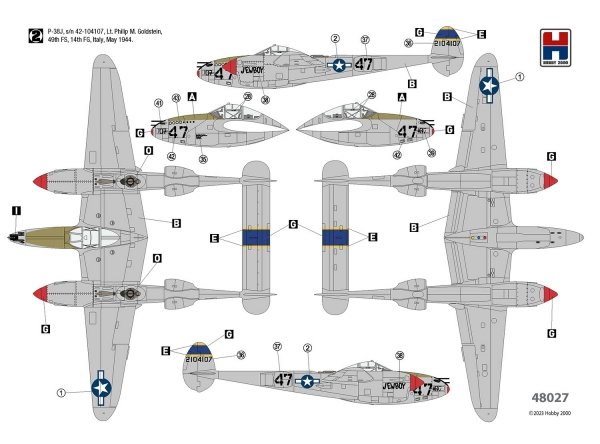 Hobby 2000 48027 P-38J Lightning ETO 1944 1/48
