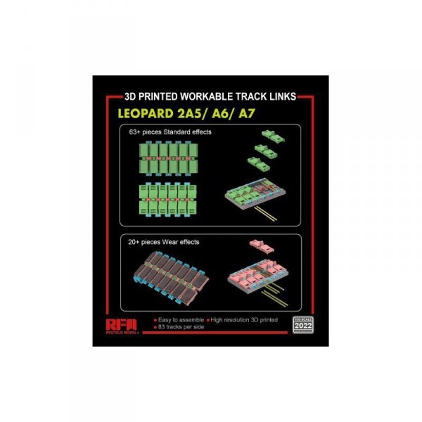 RFM-2022 3D Printed Workable Track Links for Leopard 2A5/A6/A7