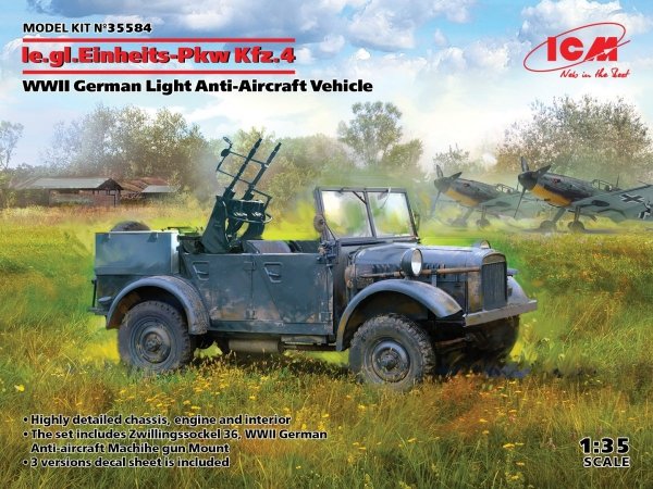 ICM 35584  le.gl.Einheitz-Pkw Kfz.4, WWII German Light Anti-Aircraft Vehicle