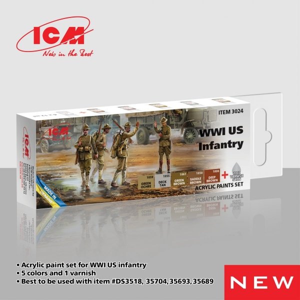 ICM 3024 Acrylic Paints Set WWI U.S. Infantry