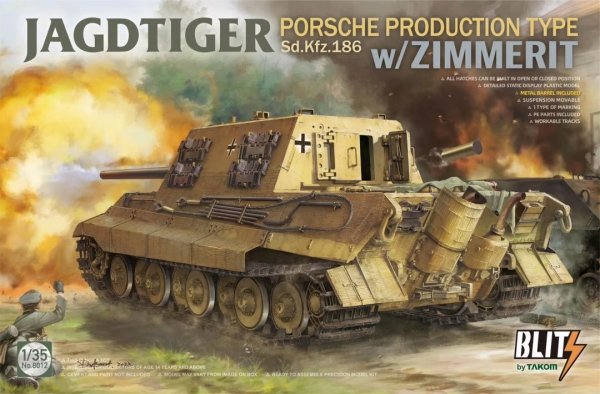 Takom-Blitz 8012 Jagdtiger Porsche Production Type w/Zimmerit Sd.Kfz.186 1/35