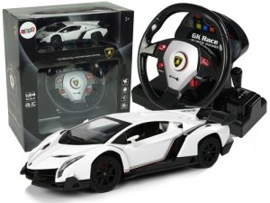 Auto Zdalnie Sterowane Lamborghini Veneno Biały Kierownica Dźwięk Światła