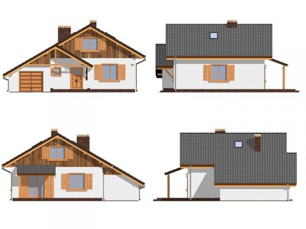 Projekt domu Pchełka z garażem pow.netto 88,54 m2