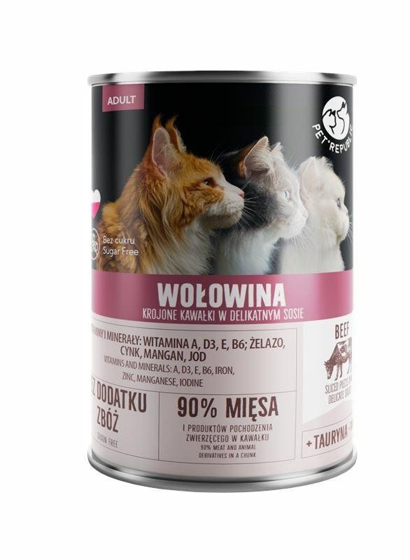 Pet Republic Wołowina w sosie 400g puszka Mokra karma dla dorosłych Kotów