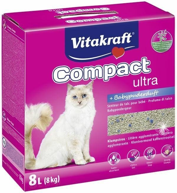mag. Suwak: Vitakraft Compact Ultra BabyPowder 8kg żwirek bentonitowy dla kotów Zapach dziecięcego pudru
