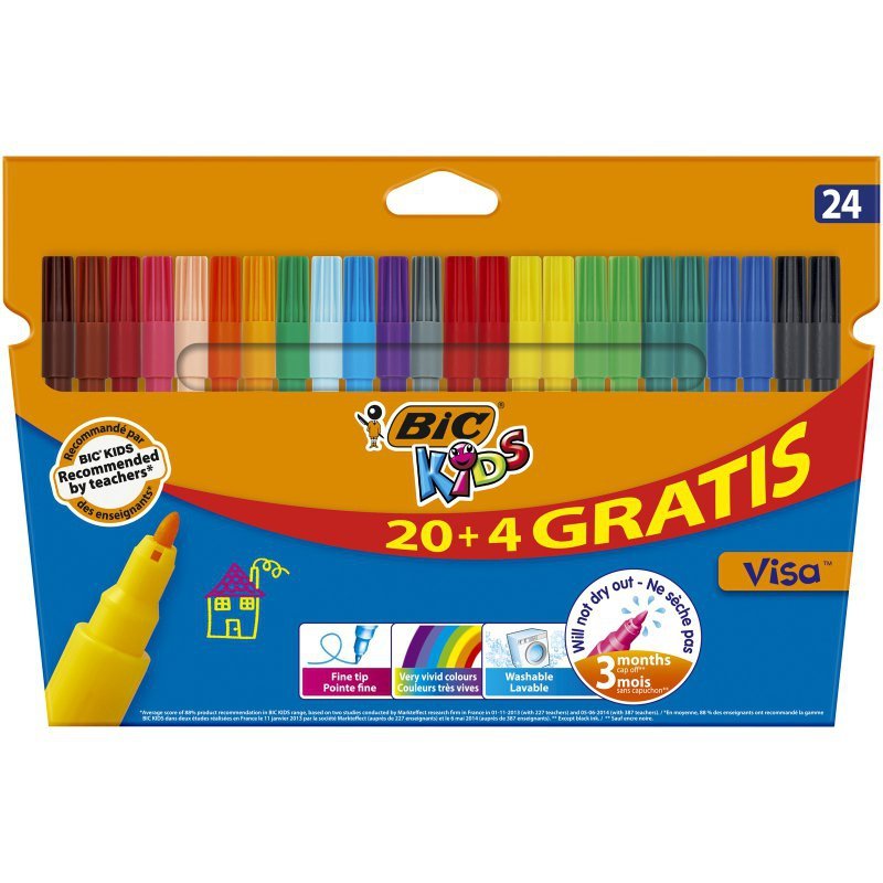 Flamastry BIC Kids Kid Visa pudełko 20+4 kolory