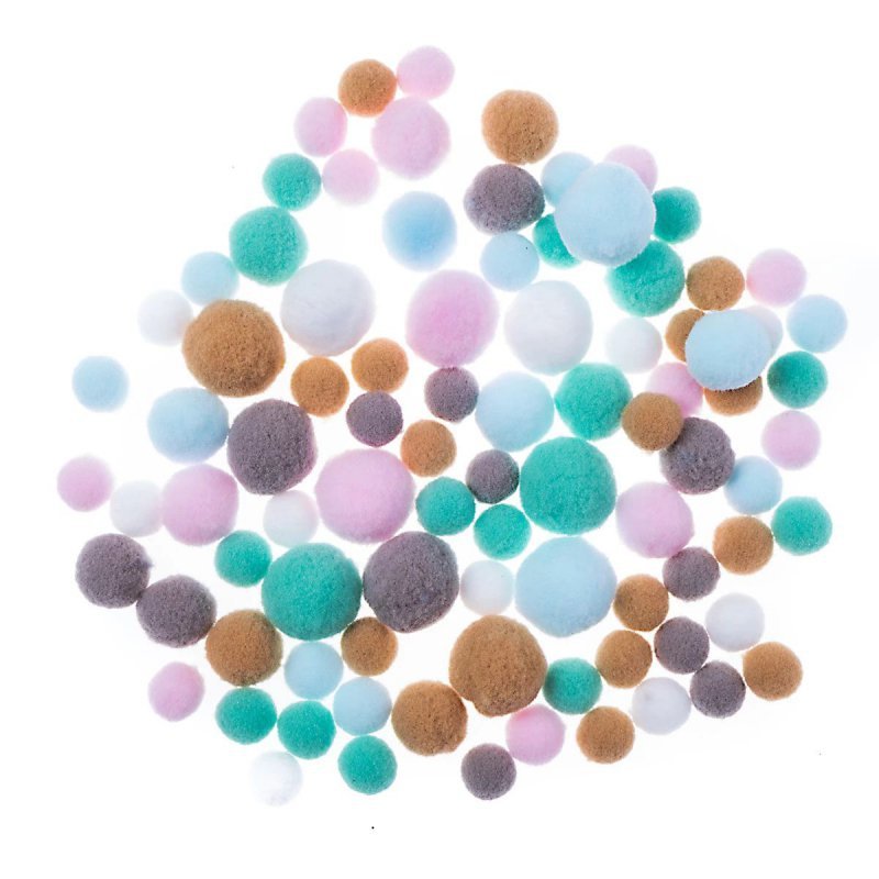 Pompony pluszowe frosty pastelowe mix 90 szt.