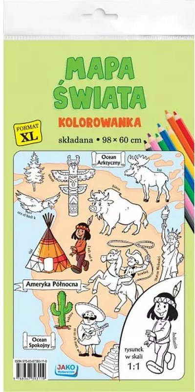 Kolorowanka XL Mapa świata - kolor