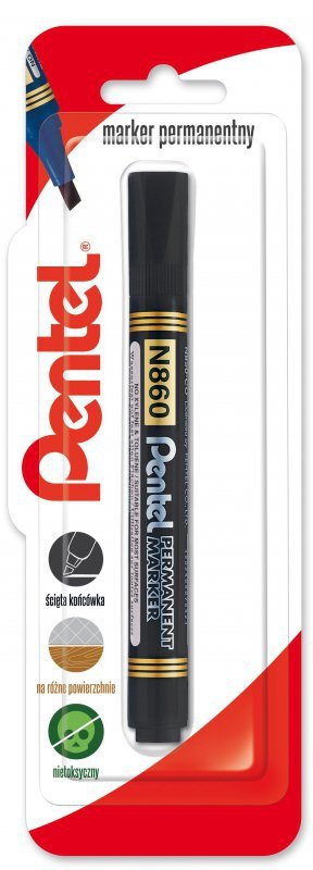 Marker permenentny z ściętą końcówka N860, czarny x 1  blister