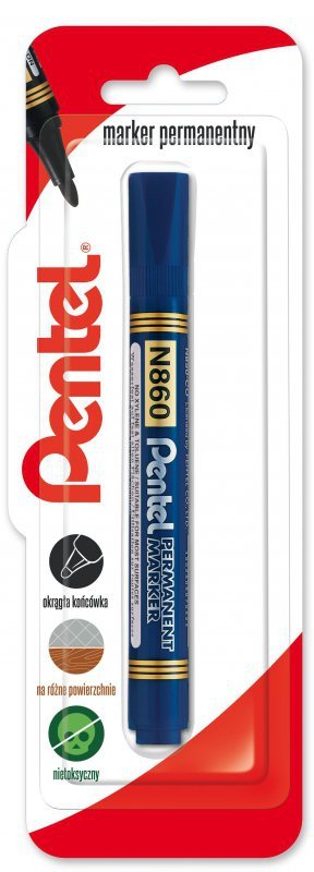 Marker permenentny z ściętą końcówka N860, niebieski x 1  blister