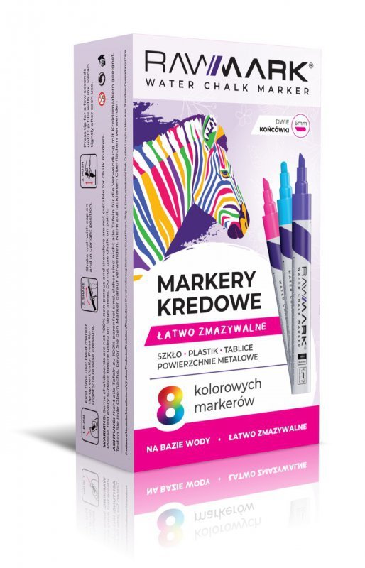 Markery kredowe uniwersalne 8 kolorów RAWMARK
