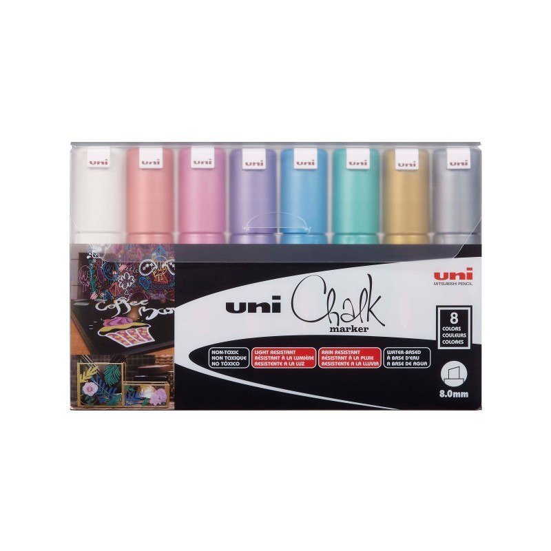 Markery metaliczne kredowe PWE-8K 8 kolorów Posca Uni
